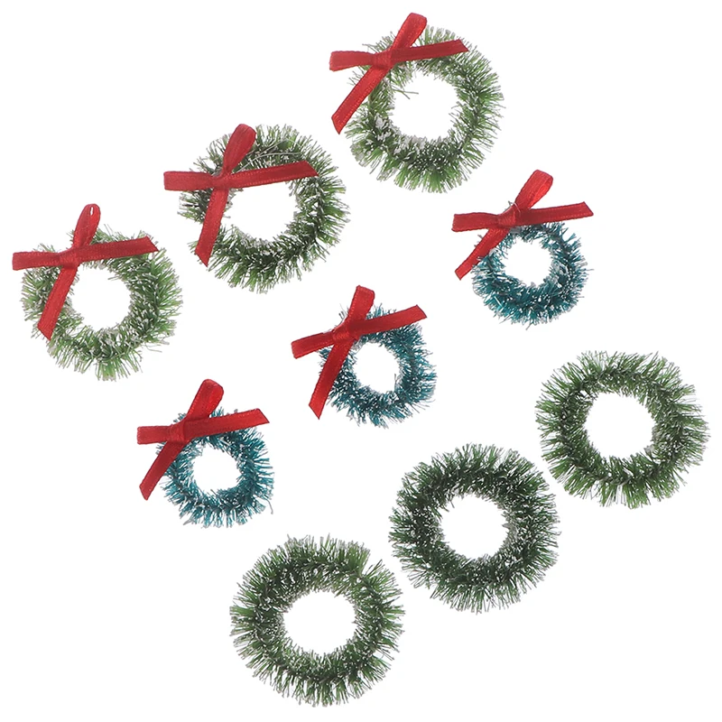 

New 10 pcs Christmas Wreaths Miniature Fairy Garden Home Decoration Mini Craft Dollhouse Micro Decor DIY Gift Dollhouse Decor