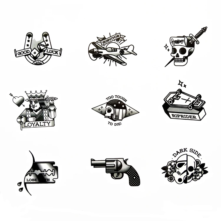 30 шт. черный белый старый школа татуировки автомобиля стикер для чемодан