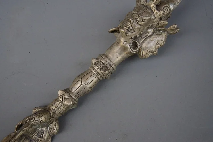 Латунный посеребренный пестик демона имитация античной Суви мА Тау мин Ван ПУ Ба