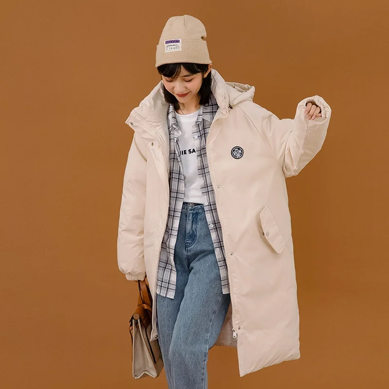 

Женская Стеганая куртка в Корейском стиле Harajuku, свободная стеганая куртка средней длины, большие размеры, 2021