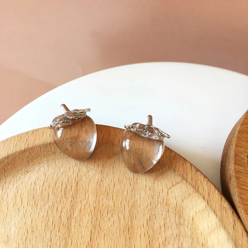 

Bilandi 925 Silver Needle Cute Fruit Earrings Pretty Design Popular Sweet Resin Stud Earrings For Girl Fine Accessories