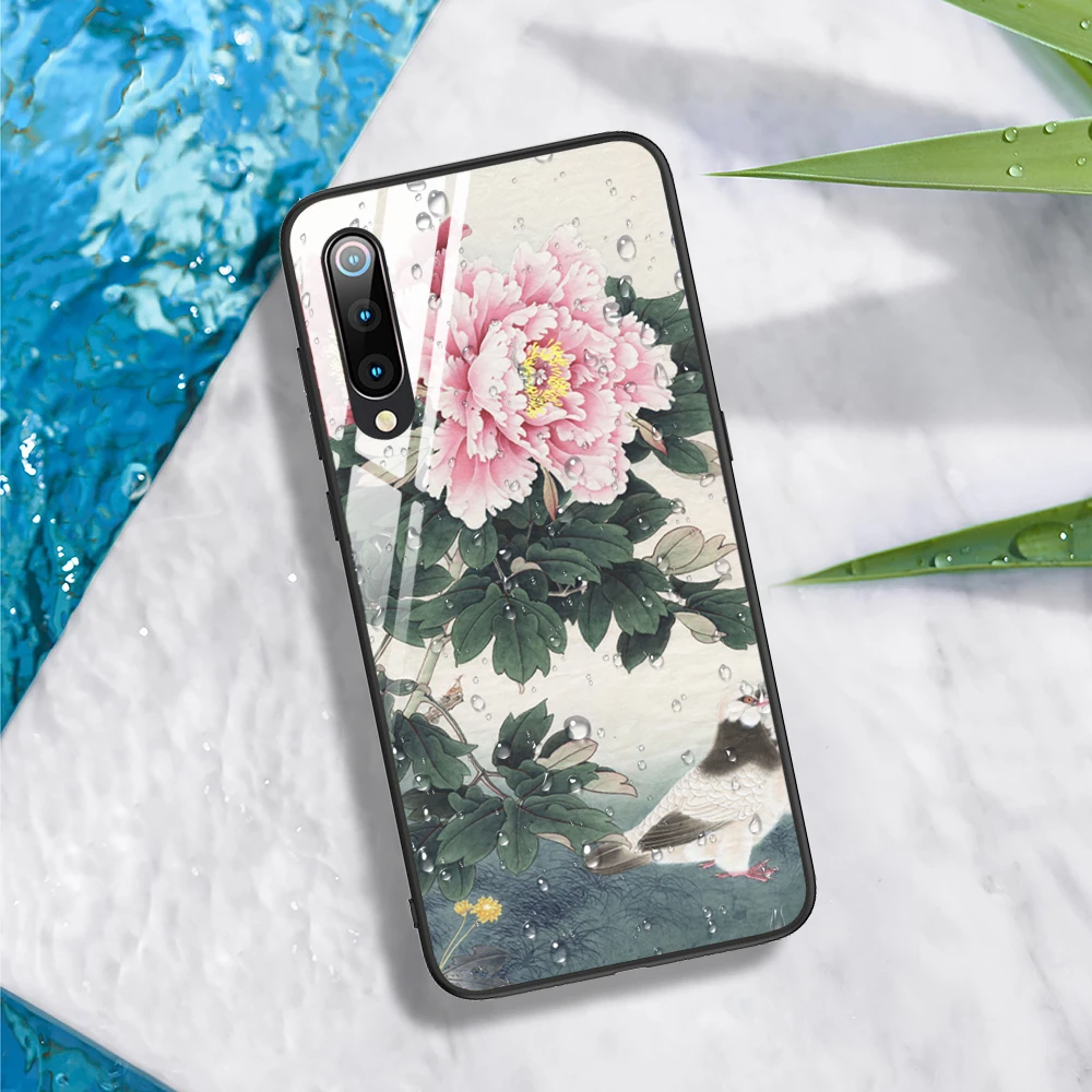 Case for Xiaomi Mi 9 Redmi Note 7 8 8pro Flower Patterned Tempered glass Fitted TPU Cover |