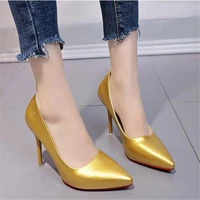 women pumps mid heel pump ladies pointed toe casual shoes sandals high heels wedding sexy pumps gold silver zapatos mujer 10cm