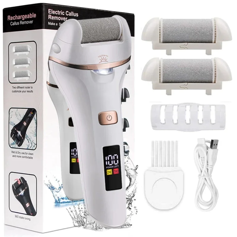 Rechargeable Electric Foot Rasp Electric Pedicure Foot Sander Waterproof 2 Speeds to Eliminate Feet Dead Skin and Calluses