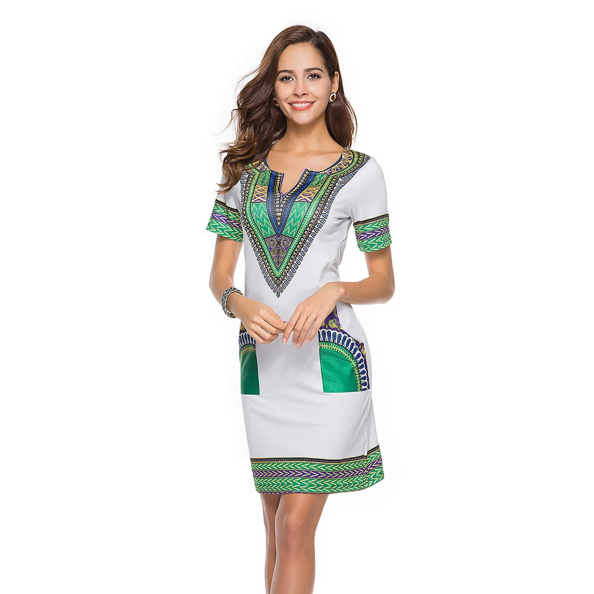 

New Casual Fashion Ethnic Printed Thin And Light Women's Clothing Summer Women's Dress 2021 Knee-Length Skirt