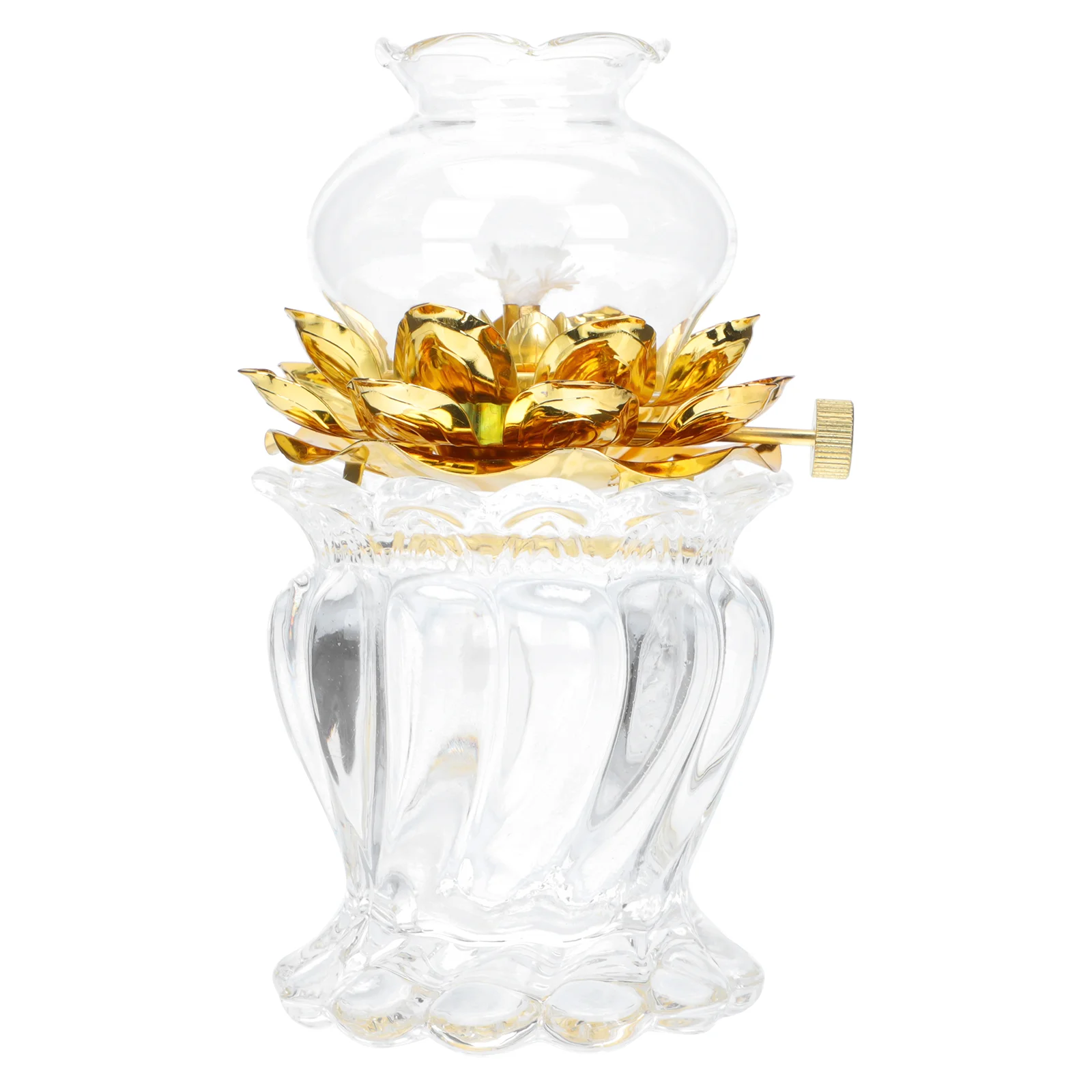 

1pc Lotus Design Lamp Crystal Butter Lamp Decorative Kerosene Lamp