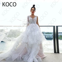 macdugal wedding dress 2021 princess v neck tulle beach bride gown elegant appliques illusion vestido de novia civil women skirt