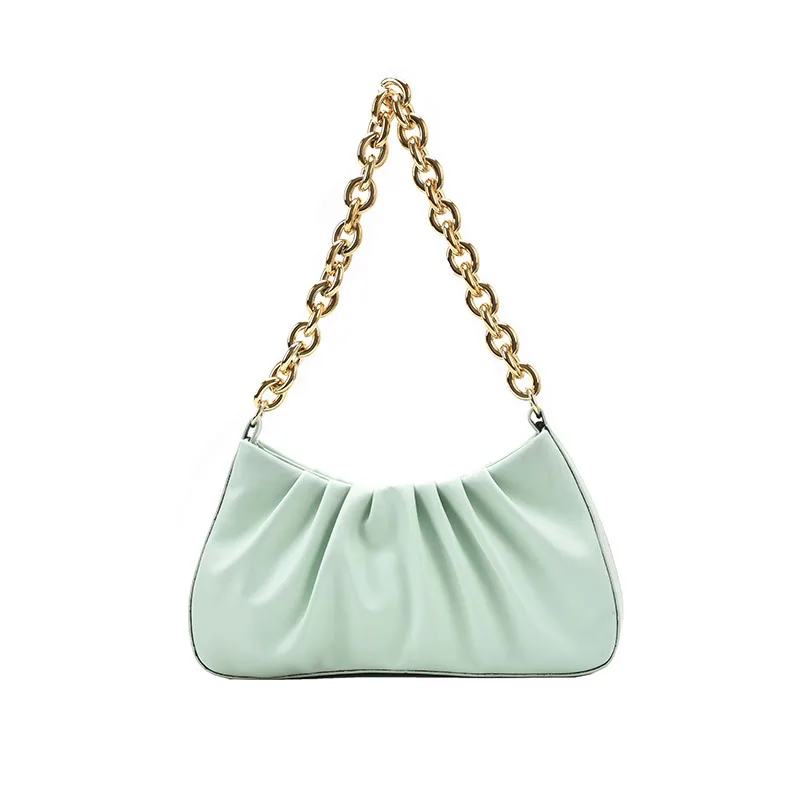 

New Solid Color Quality PU Leather Underarm Shoulder Bags for Women 2021 Fashion Branded Handbags and Purses Luxury Chain Totes