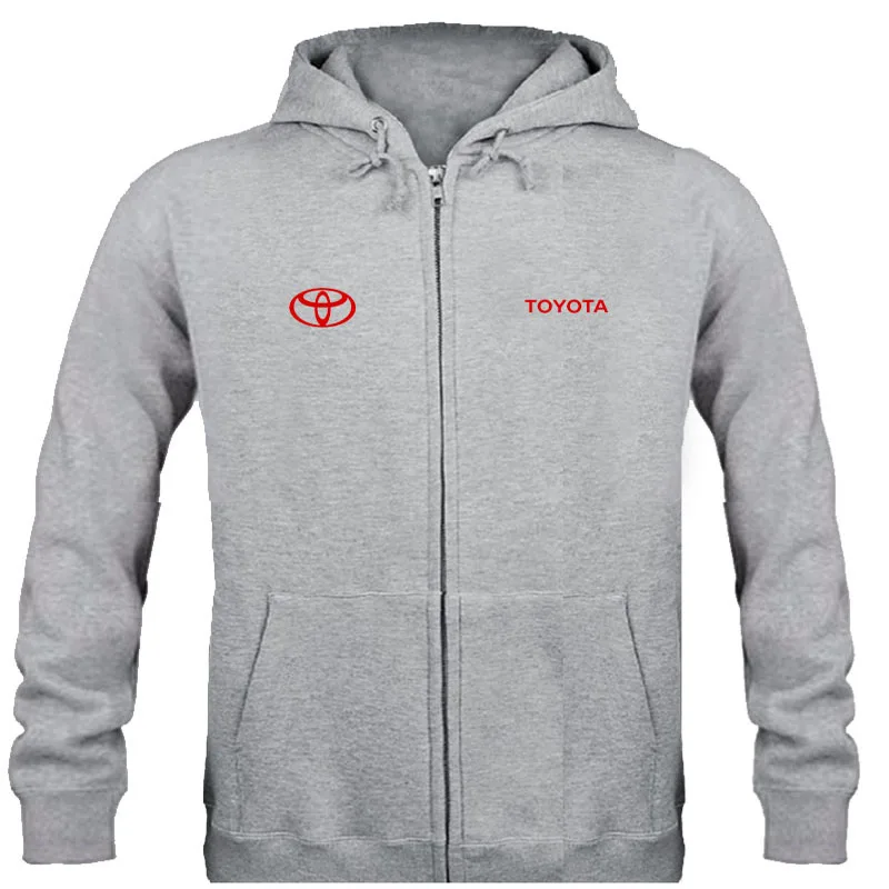 

Autumn Toyota logo brand male long sleeve solid hoodie zipper sweatshirts hoodie