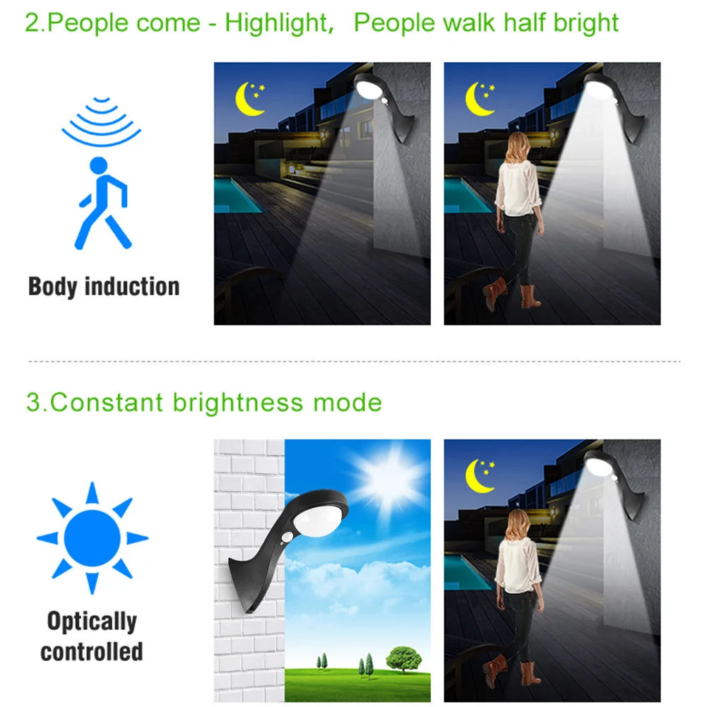 

New LED Solar Wall Light Outdoor Waterproof Motion Sensor Lamp Street Lighting PIR Motion Sensor Powerful Warm Solar Lamp