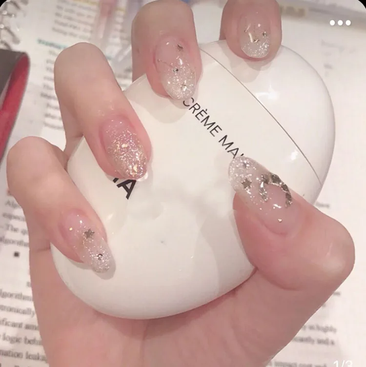 

24pcs Fake Nails Patch Glue Type Round Head Long Paragraph Fashion Manicure Patch False Nails Save Time Nail Patch NE