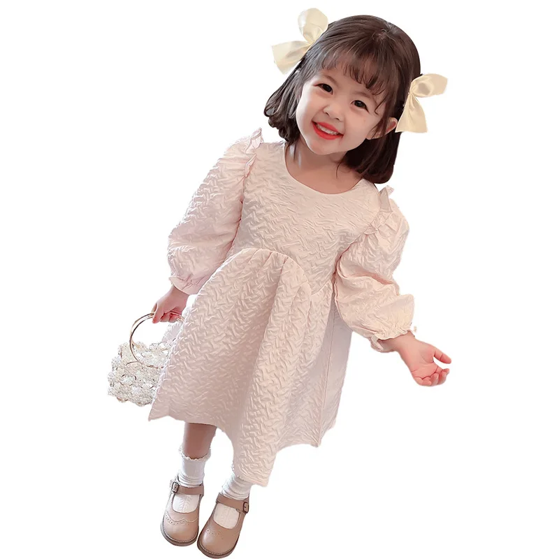 

spring and autumn period and the han edition in paragraph 2021 baby girls dress long sleeve skirt brim children's princess dress