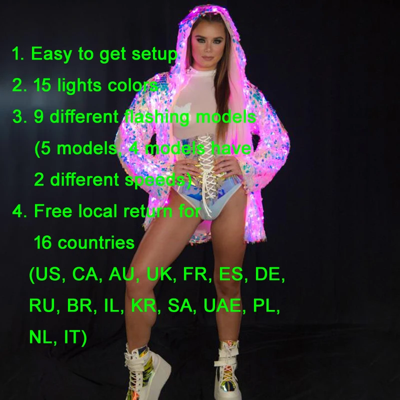 Rave вечерние со светодиодной подсветкой расшитая блестками куртка для женщин