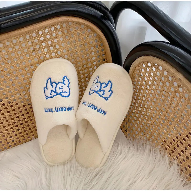 

Plush Comfort Slippers Ladies Shoes Cute Dog Fluffy Slipper Winter 2021 Home Indoor Bedroom Flat Shoes Female Footwear