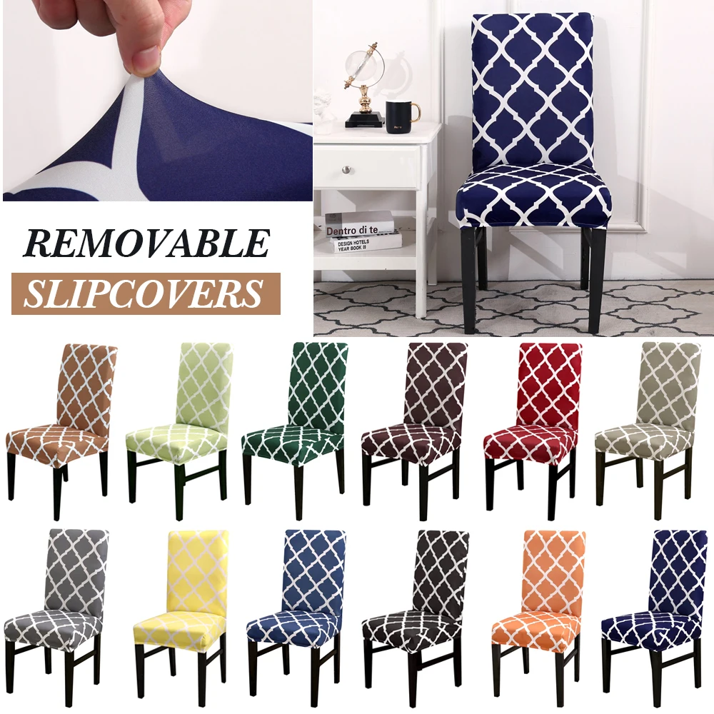 

1/2/4/6PC Spandex Chair Covers Printed Stretch Elastic Universal Chair Cover Slipcovers Fitting Chair Protective Covers