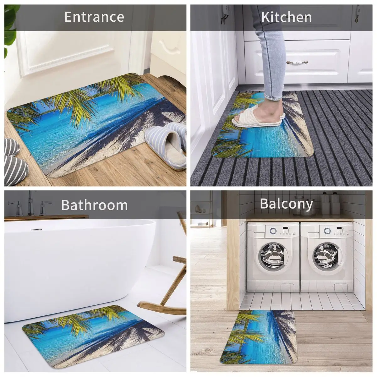 Shadows On The Beach Carpet Soft Rug Non-Slip Tropical Seascape Hawaii Absorbent Mat for Home Bathroom Bathtub Shower Mats | Дом и сад
