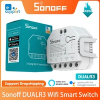 sonoff dual r3 2 gang diy mini wifi smart switch with power monitor smart home dual relay control via ewelink alexa google home