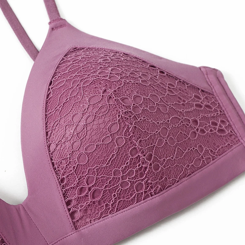 Бесшовный мягкий бюстгальтер с кружевной чашкой для девочек тонкий маленькой