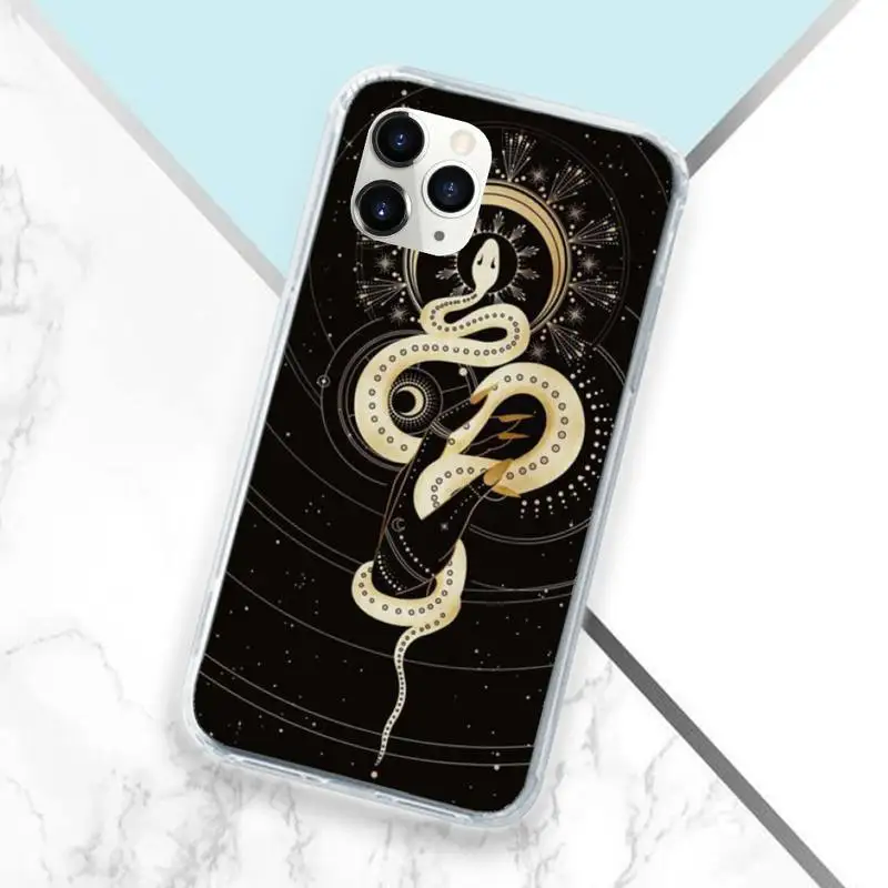 

Art Sun Flowers Snake Moon Phone Case for iPhone 11 12 pro XS MAX 8 7 6 6S Plus X 5S SE 2020 XR