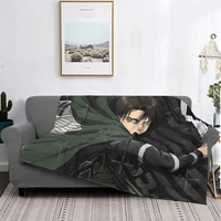 shingeki no kyojin levi blanket bedspread bed plaid blanket anime plaid blanket hoodie receiving blankets
