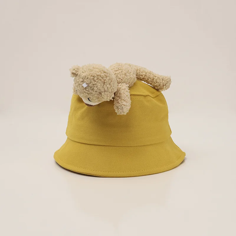 

Cartoon plush bear bucket hat new creative fisherman hat cotton sun hat 2021 summer new boy and girl universal gift
