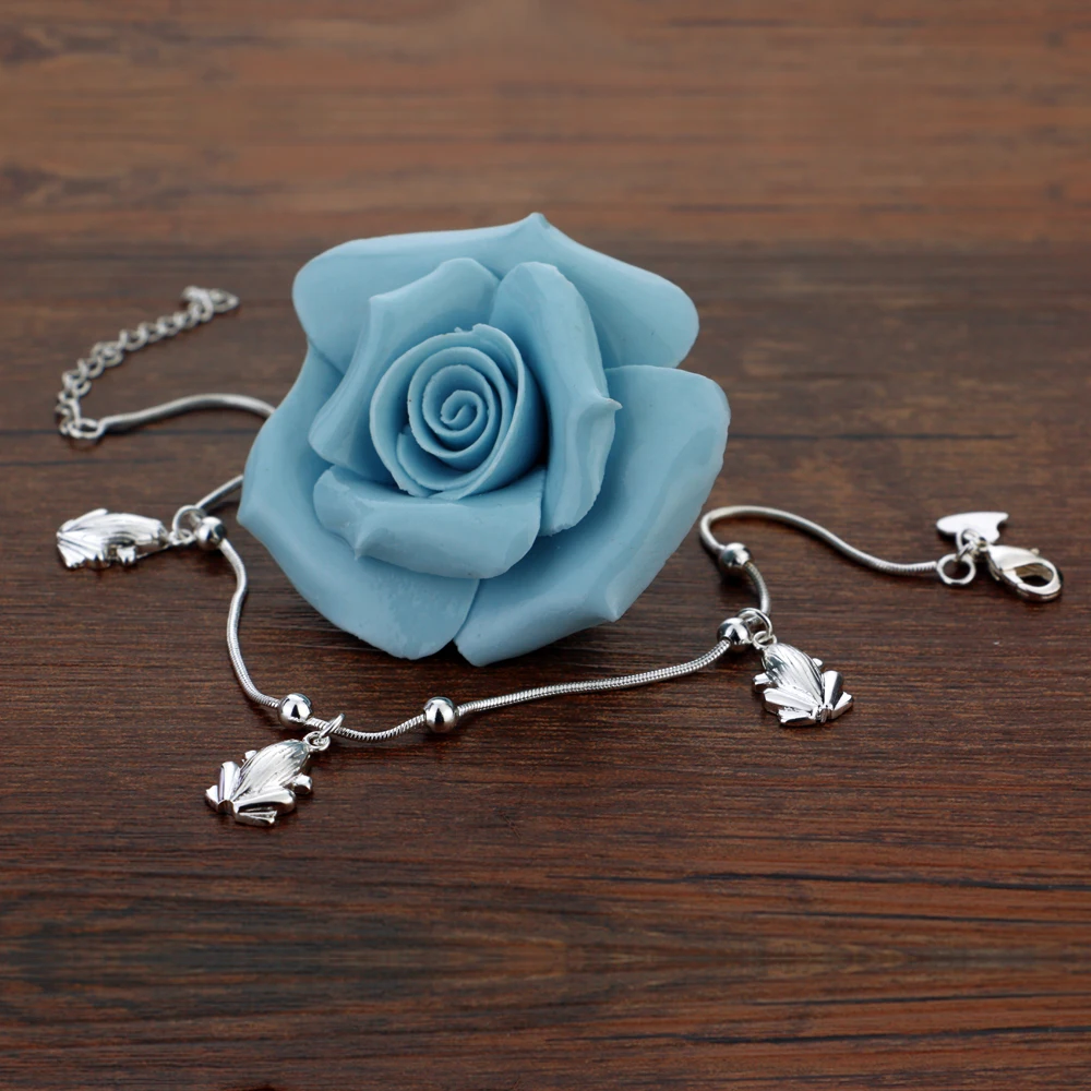 Женский браслет на ногу из серебра 925 пробы с подвеской в виде лягушки | Украшения