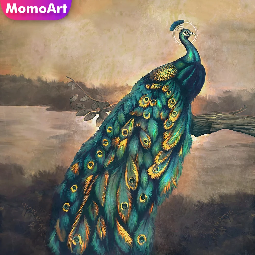

MomoArt Алмазная вышивка «Павлин», «сделай сам», вышивка крестиком, искусство квадратной мозаики с животными, Декор для дома