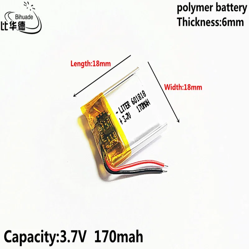 

Литий-полимерная аккумуляторная батарея 3,7 в 170 мАч 601818 для Mp3 наушников PAD DVD bluetooth камеры, 10 шт.