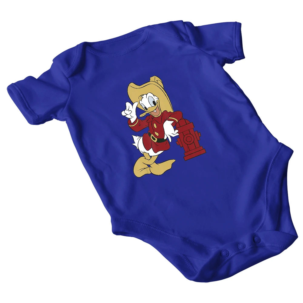 Cuatro Estaciones Disney ni&ntilde;o mameluco novedad de verano productos corta de cuello redondo de manga Pato Donald de impresi&oacute;n de dibujos animados de Harajuku-2