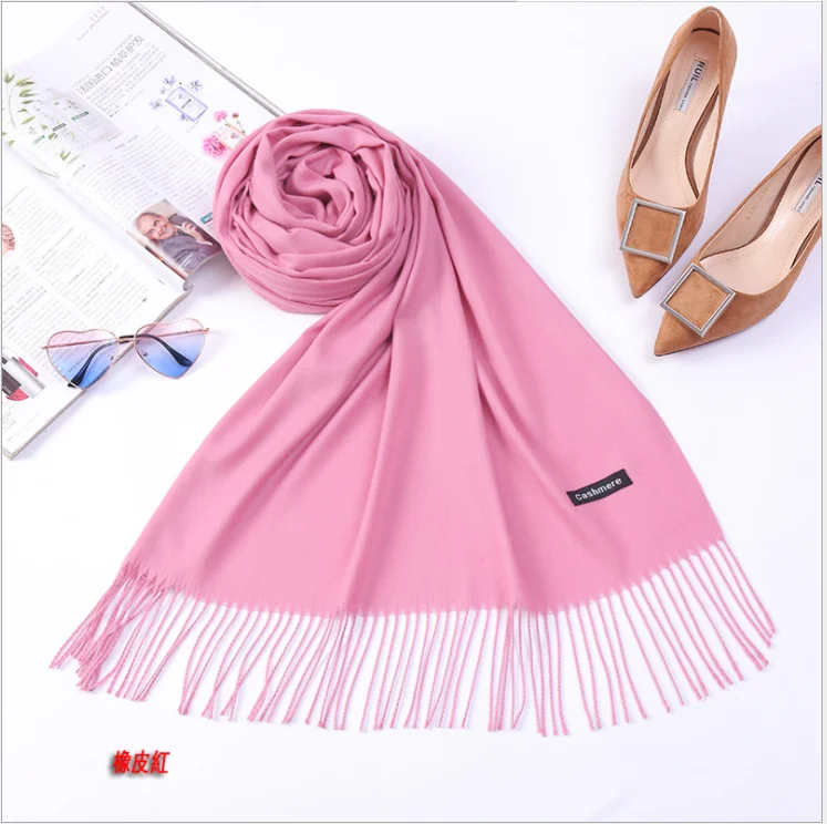 Женские одноцветные шарфы с кисточками женские тонкие длинные качественные