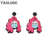 yaologe fashion exaggerated mask woman funny earrings cartoon acrylic earrings new trend beautiful temperament christmas gift