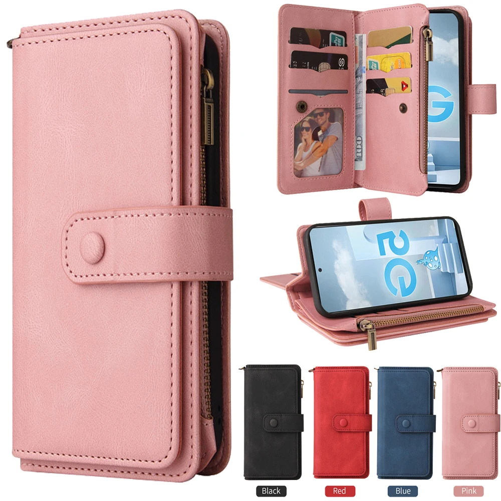 

A71 A51 5G Leather Zipper Wallet Case for Samsung Galaxy A51 Multi-function 15-Card Slot Flip Case for Galaxy A71 A 51 01 Cover