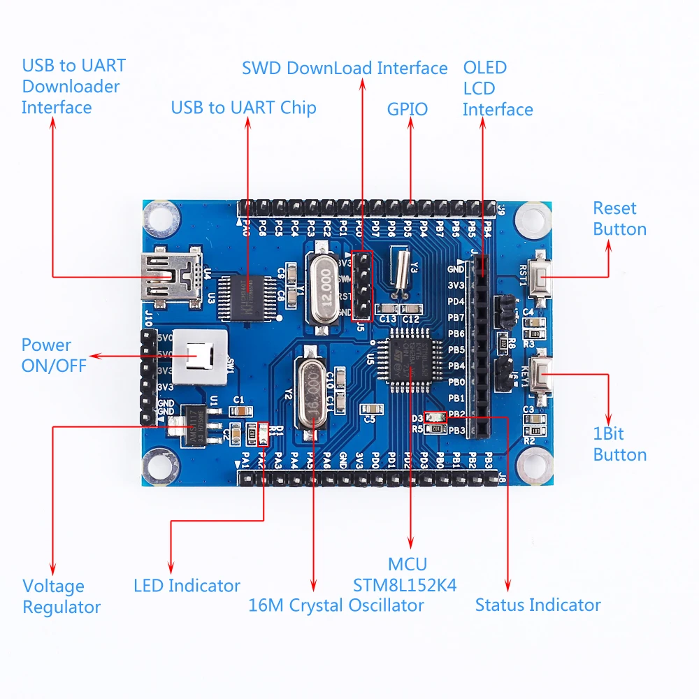 STM8L152K4 макетная плата ARM STM8L программируемый MCU контроллер STM8 системная |
