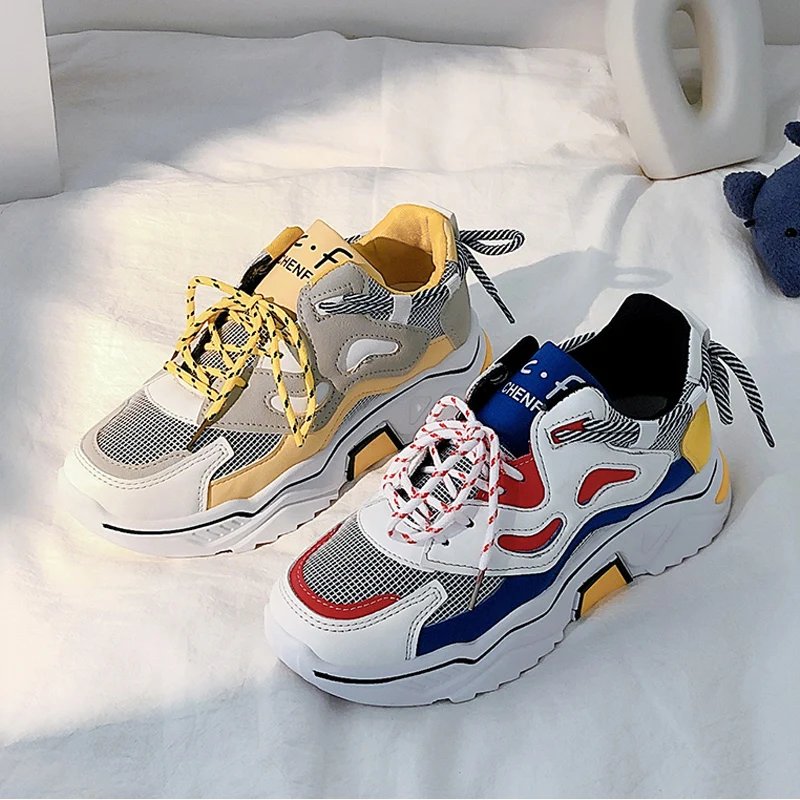 Женские кроссовки для бега на платформе дышащие Повседневная разноцветная