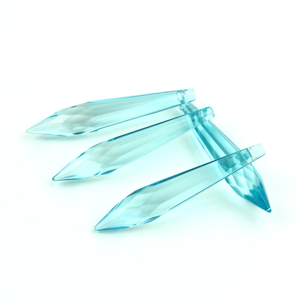 

38MM/63MM/76MM Lt.Aquamarine K9 Crystal Chandelier Pendants Prisms Cut&Faceted Glass U-Icicle Drops For Cake Topper Decoration