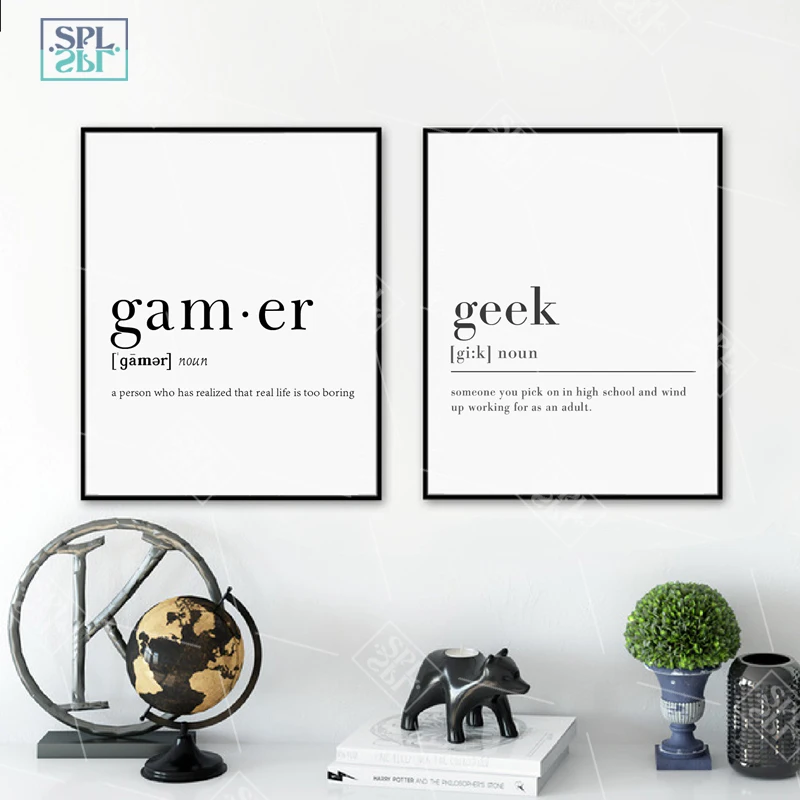 

Modern Home Decoration Gamer Definition Canvas Art Print Painting Abstract Wall Picture Funny Geek Definition Nerd Humor Posters