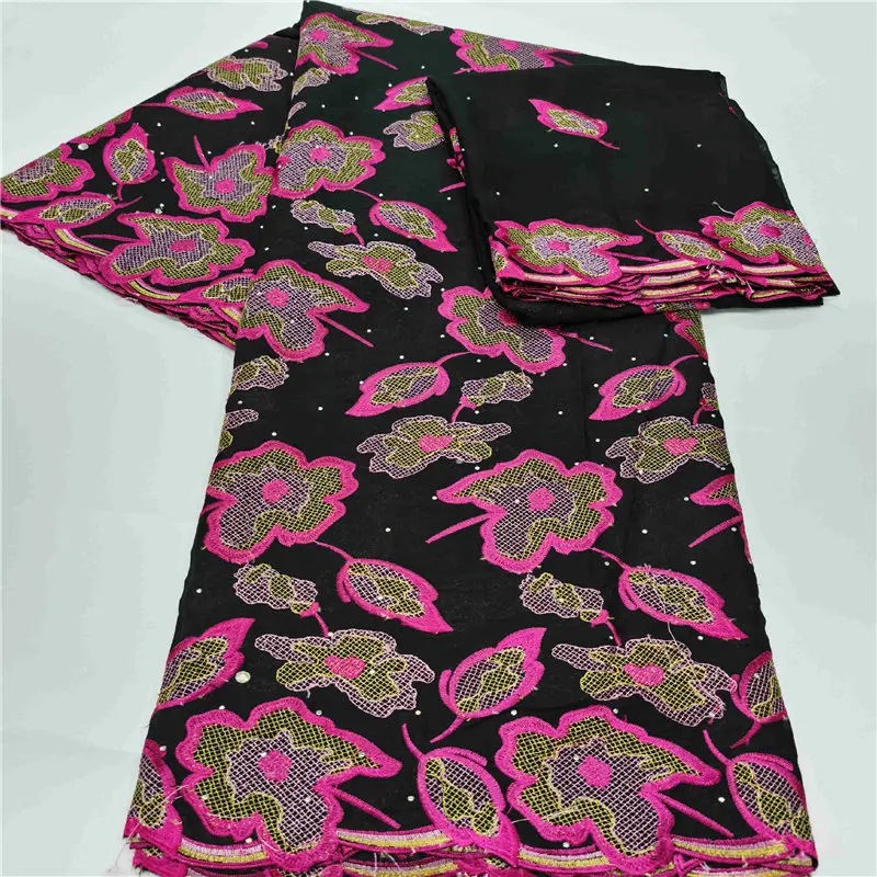 

African Cotton Lace Fabric 2020 Latest Nigerian Swiss Voile Lace In Switzerland With Stones For Wedding Dress 5+2 Yards