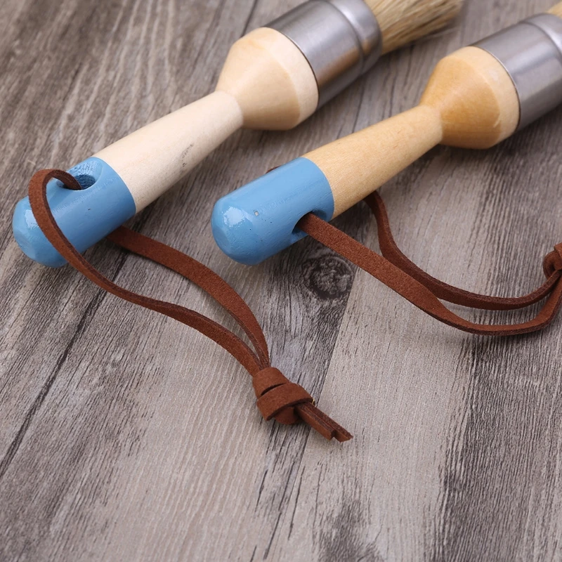 

4 Pcs Round Flat Pointed and Wide Chalk Paint Wax Brush Ergonomic Wood Handle Natural Bristle Brushes Furniture Waxing