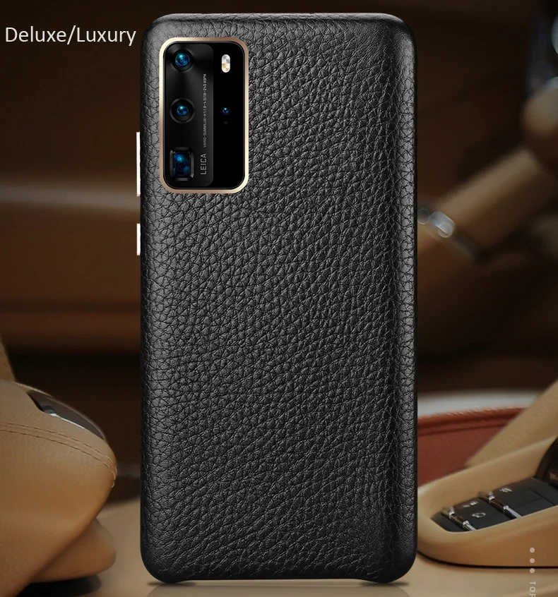 Luxury Genuine Real Cow Leather Back Shell Case For Huawei P40 Pro Pro+ Plus Deluxe Frosted Protector Cover | Мобильные телефоны и