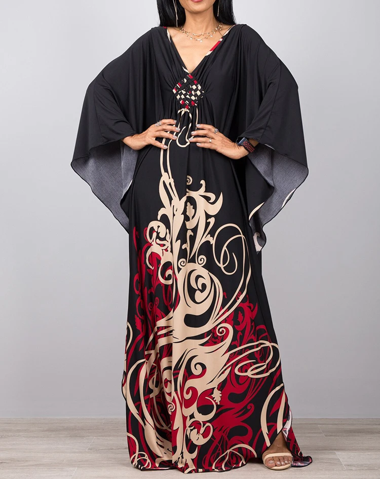 new print black striped boho dress plus size beach cover up robe maxi dress women beachwear summer dress pareos de playa mujer free global shipping