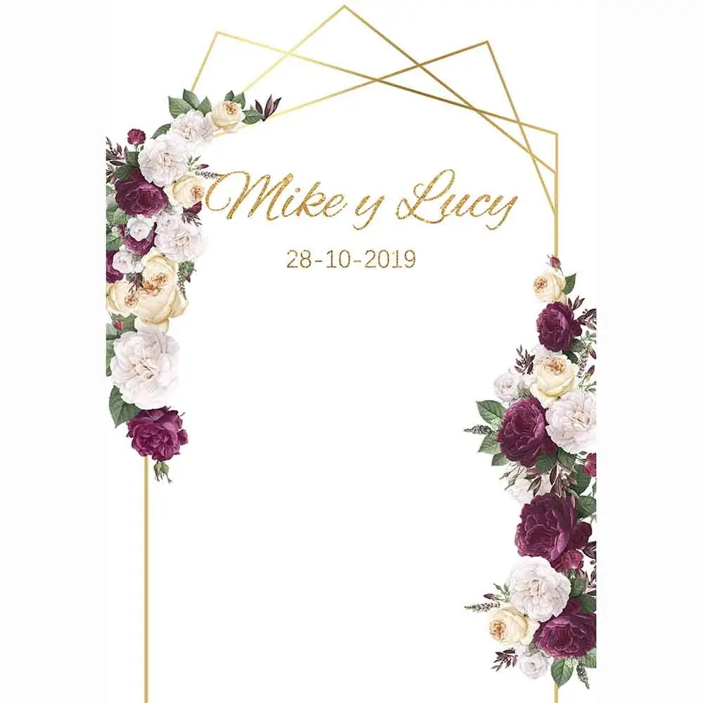 Фоны Allenjoy для свадебной фотосъемки с изображением цветов в золотой рамке на День