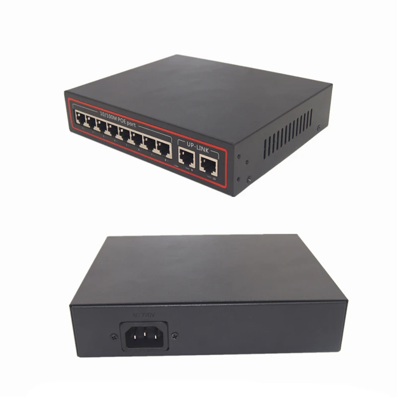 8ch POE коммутатор Fast Ethernet 8 + 2 коммутатора IEEE 802.3af/at 10/100 Мбит/с для нормальной IPc или