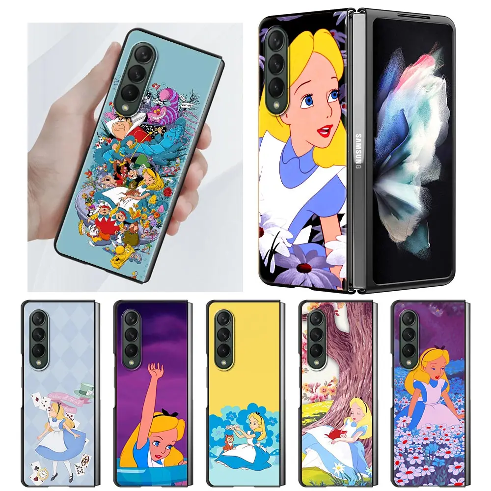 

Samusng Galaxy Case for Samsung Z Fold3 Folding Shell Black Cover for Samsung Z Fold 3 Casing Bag Alice In Wonderland