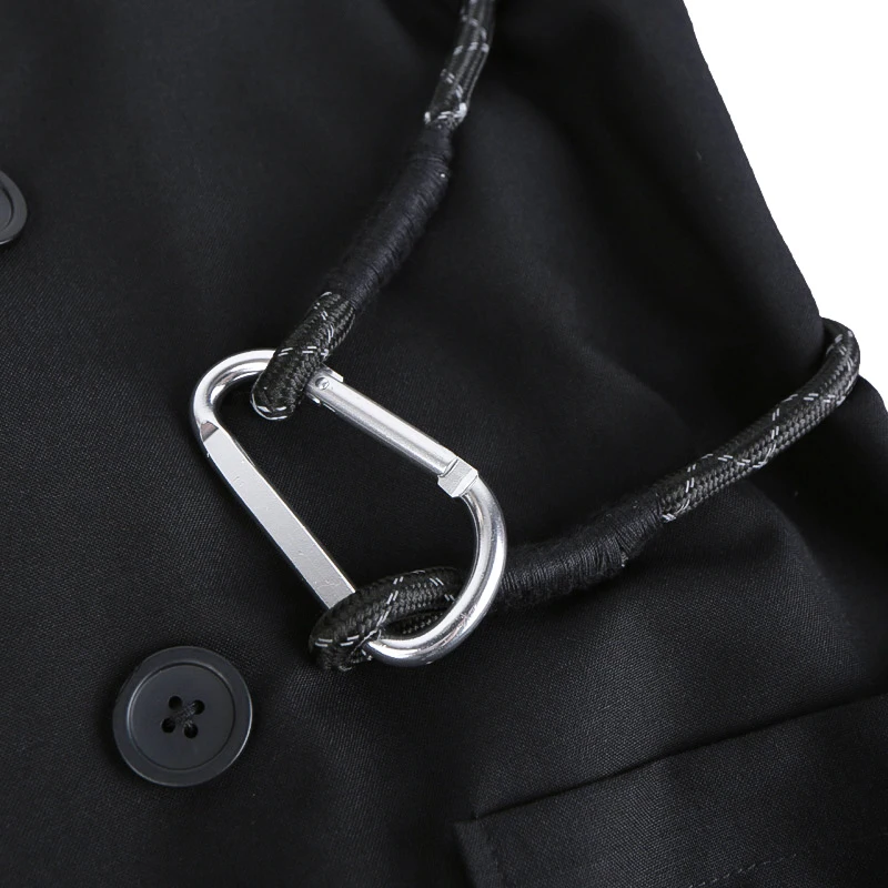 [EAM] женский черный блейзер с пряжкой на пуговицах большой размер новая свободная