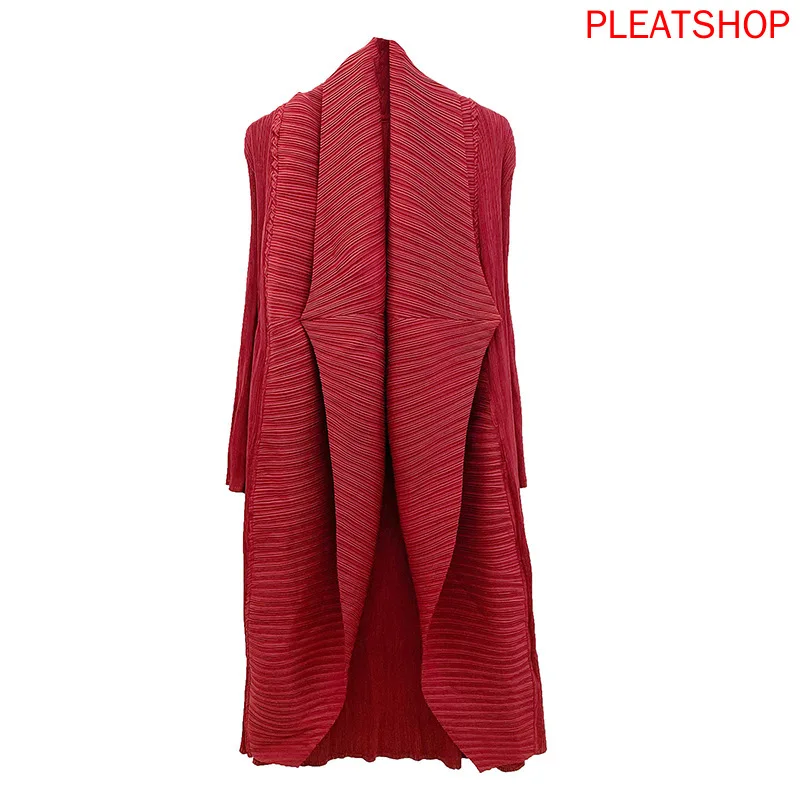 

MIYAKE Pleated Trench Coat Women's New Style Autumn and Winter Loose and Plus-sized Korean-Style Women's Middle Long Coat