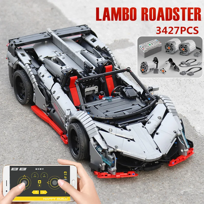 MOC Радиоуправляемый автомобиль Veneno Lamborghinis Roadster Power Function строительные блоки