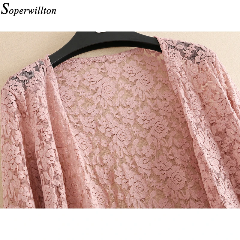 Лето 2019 кимоно кардиган белый черный кружевная Солнцезащитная блуза Женская