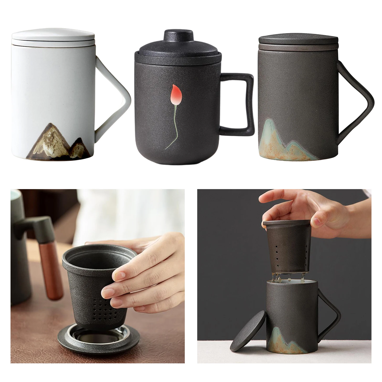 

Керамическая чайная кружка с крышкой для дома и офиса