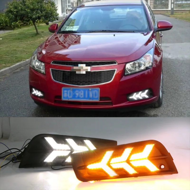 2PCS LED for chevrolet cruze 2009 2010 2011 2012 2013 2014 DRL Daytime Running Light Daylight with turn signal lamp |