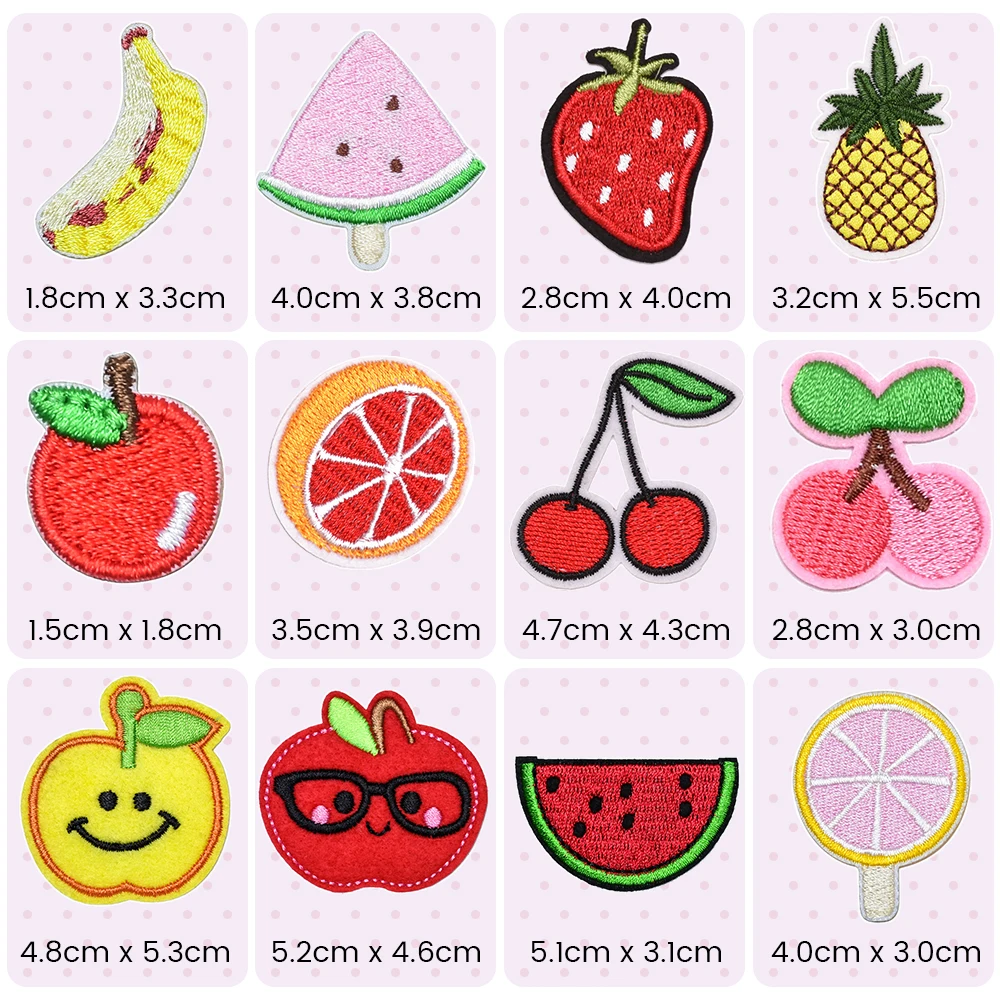 

Embroidery Patches Colorful Fruit Pattern Ironing Patch Thermoadhesive Patches DIY T-shirt clothing on Clothes Applique